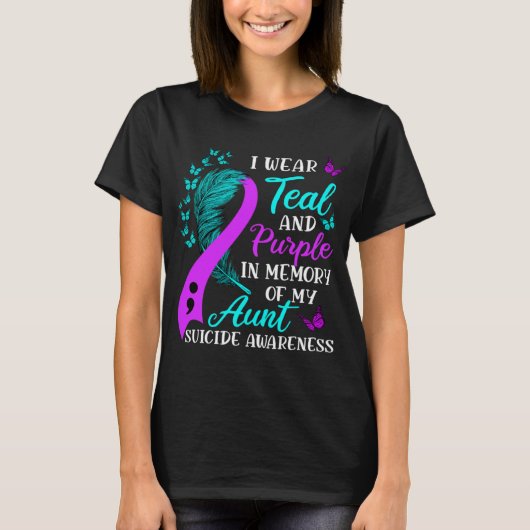 T-shirt Wear Teal And Purple In Memory Of My Aunt Suicide (Devant)