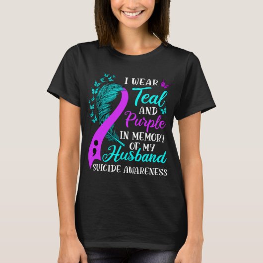 T-shirt Wear Teal Purple In Memory Of My Husnd Suicide Awa (Devant)