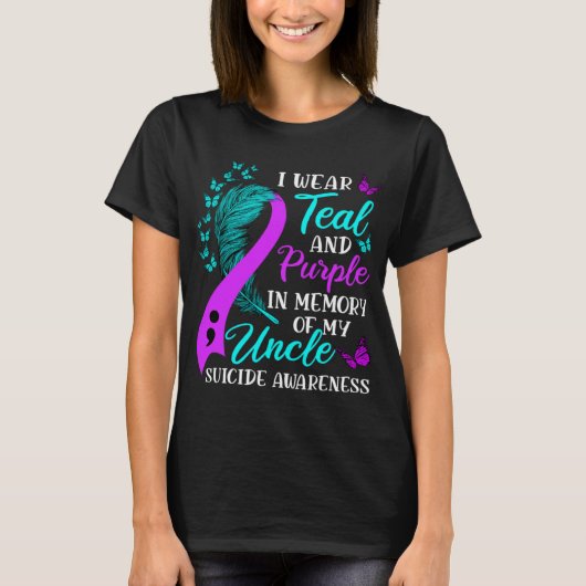 T-shirt Wear Teal Purple In Memory Of My Uncle Suicide Awa (Devant)