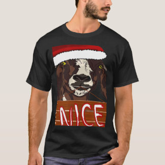 T-shirt Wearing Santa Hat Nice Sign Christmas Goat