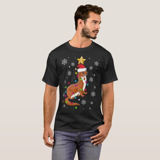 T-shirt Weasel Lighting Xmas Tree Matching Weasel Christma (Devant entier)
