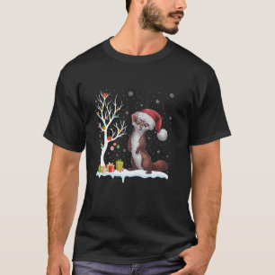T-shirt Weasel Santa Hat Festif Arbre Lumière Noël Paja