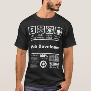 T-shirt Web Developer Nutritional Facts for Web Developer