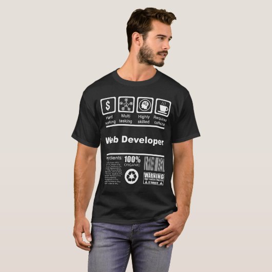 T-shirt Web Developer Nutritional Facts for Web Developer (Devant entier)
