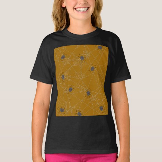 T-shirt Web et citrouilles d'araignées d'Halloween (Devant)