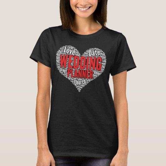 T-shirt Wedding planner Forme cardiaque Mot Cloud (Devant)