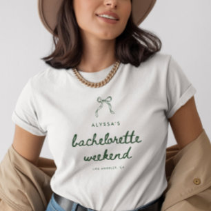 T-shirt Week-end de célibataire minimaliste vert coquette