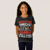 T-Shirt Week-end de prévision Jeu avec une chance de Pizza (Devant entier)