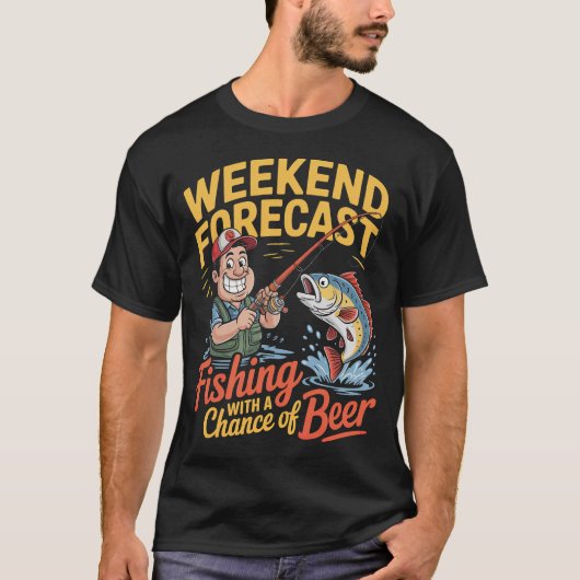 T-shirt Week-End Pêche Avec Bière (Devant)