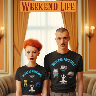 T-shirt Week-end Prévision Chiot, Sips, Jeu, Yoga