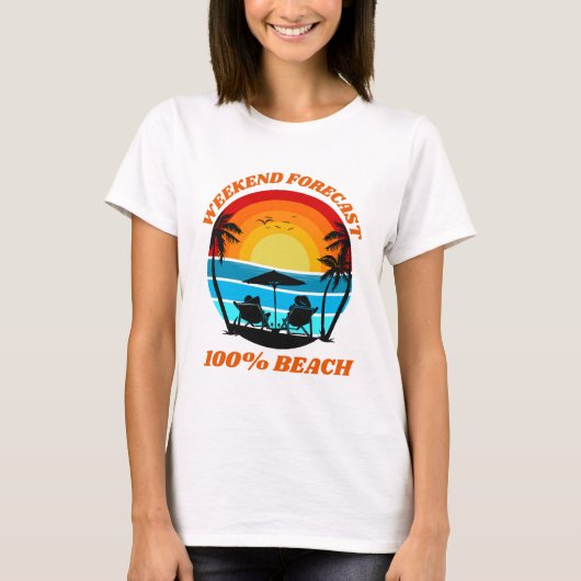 T-shirt Week-end Prévision Plage Vibes océaniques (Devant)