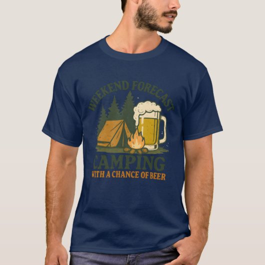T-shirt Weekend Forecast Camping with a Chance of Beer ret (Devant)