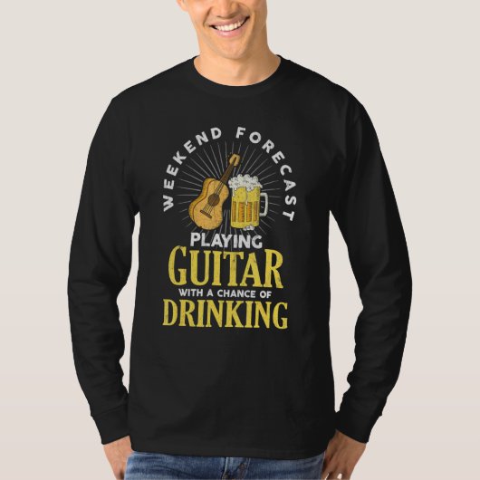 T-shirt Weekend Forecast Playing Guitar With A Chance Of D (Devant)