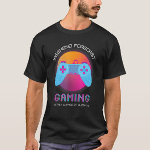 T-shirt Weekend Prévision Jeux Vidéo Jeu Joueur Jeu
