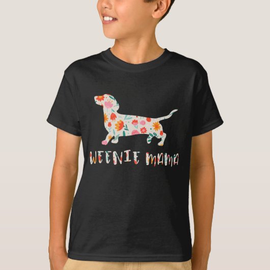 T-shirt Weenie Mama Dachshund floral (Devant)