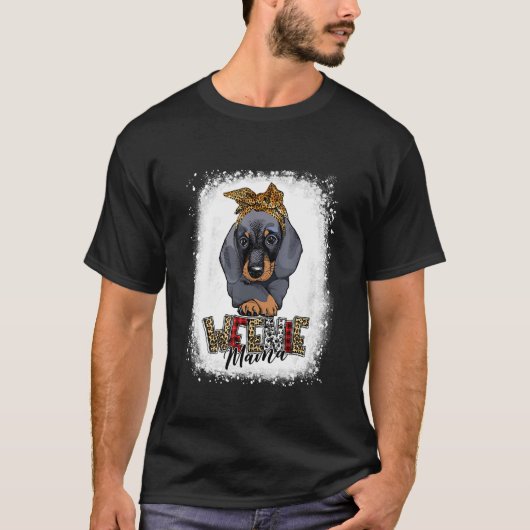 T-shirt Weenie Mama Leopard Dachshund Maman blanchie (Devant)