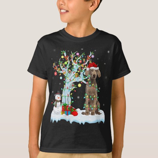 T-shirt Weimaraner Chien Xmas Tree Lighting Père Noël Weim (Devant)