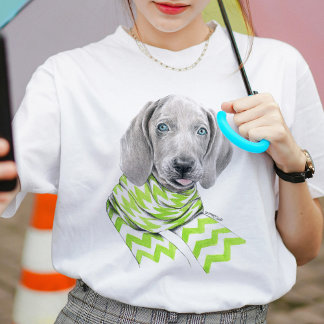 T-shirt Weimaraner mignon chiot avec foulard Portrait de c
