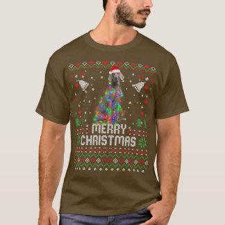 T-shirt Weimaraner Santa Hat Chien de Noël Arbre Lumières 