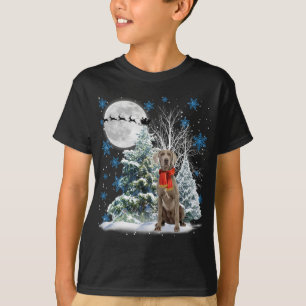 T-shirt Weimaraner sous le pyjama de Noël de neige au clai
