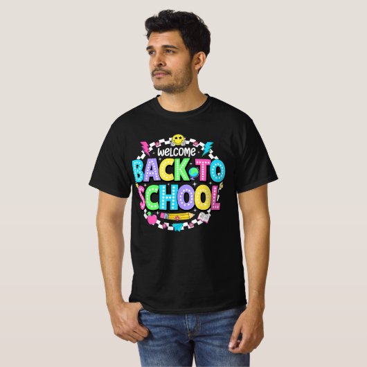 T-shirt Welcome Back to School – Neon Retro Teacher Tee (Devant entier)