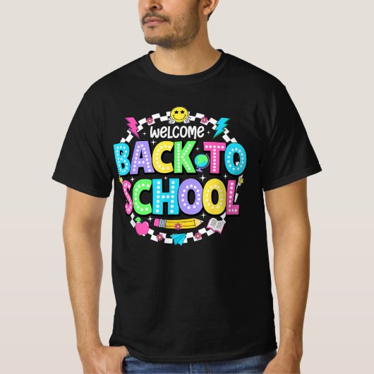 T-shirt Welcome Back to School – Neon Retro Teacher Tee (Devant)