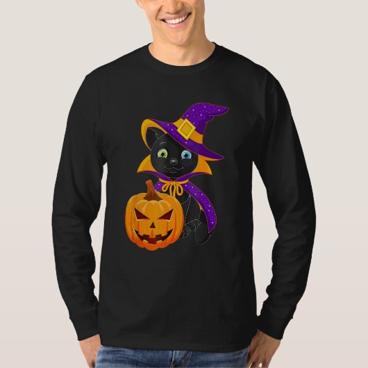 T-shirt Welcome Happy Hat Cat Halloween 2023 Devil Face Pu (Devant)
