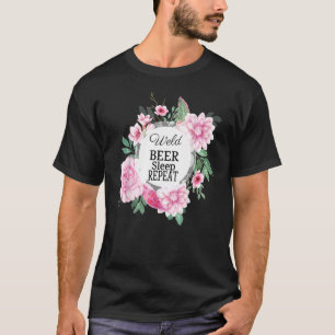 T-shirt Weld Beer Sleep Répéter Welder Sarcastic Joke