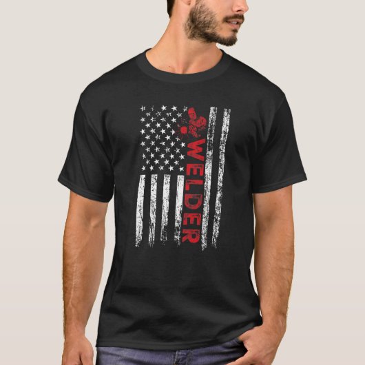 T-shirt Welder American Us Drapeau Patriotique Soudage Pèr (Devant)