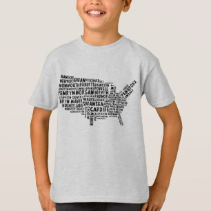 T-shirt Welsh Placenames in the USA Word Art