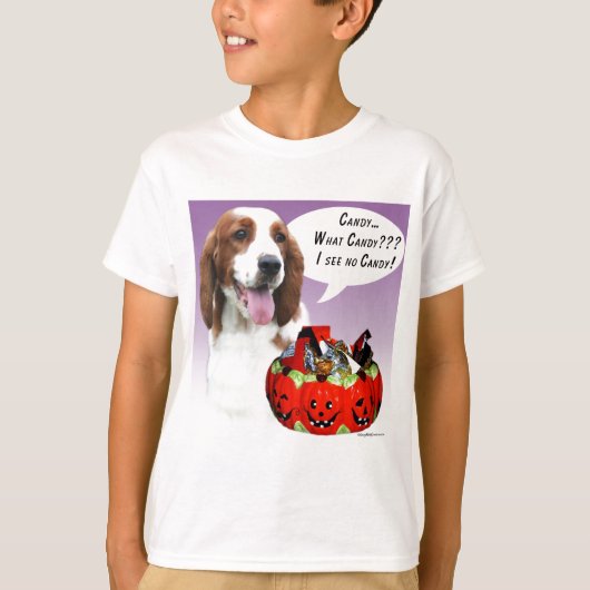 T-shirt Welsh Springer Spaniel Halloween Candy (Devant)
