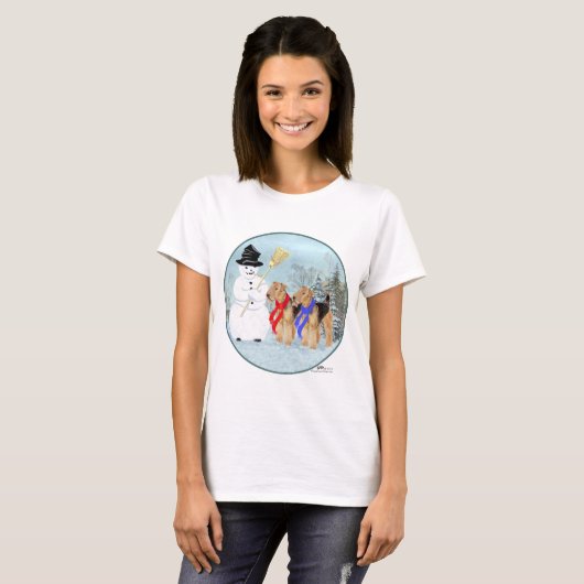 T-shirt Welsh Terriers avec Snowman (Devant entier)