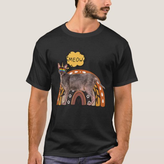 T-shirt Werewolf Chat Lykoi Meow Horne avec lunettes arc-e (Devant)