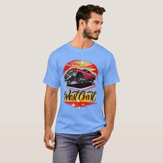 T-shirt West Coast red car low life funny funny retro (Devant entier)