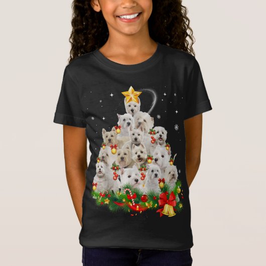 T-Shirt West Highland White Terrier Feux de Noël (Devant)