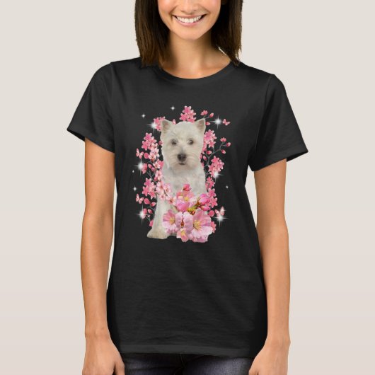 T-shirt West Highland White Terrier Fleurs de fleurs de ce (Devant)