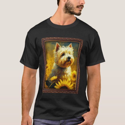 T-shirt West Highland White Terrier Westie Peinture Sunflo (Devant)