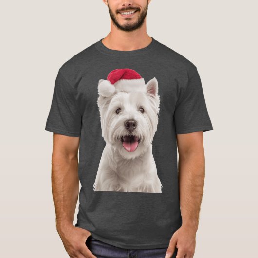 T-shirt West Highland Whiteerrier dog with Christmas Hat F (Devant)