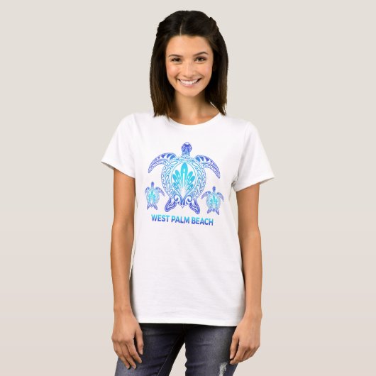 T-shirt West Palm Beach Floride Blue Sea Turtle Souvenirs (Devant entier)