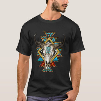 T-shirt Western Aztec Leopard Bull Skull Boho Gypsy Rodeo
