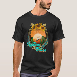 T-shirt Western Cactus Bull Skull Horseshoe Cowgirl Wester