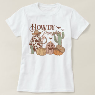 T-shirt Western Country Cowgirl Howdy Citrouille Halloween