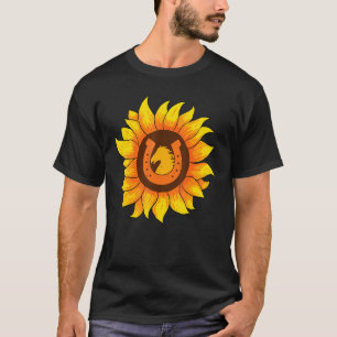 T-shirt Western Country Horseshoe Rodéo Cowgirl tournesol