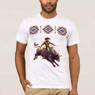 T-shirt Western Cowboy Bull Rider Aztec