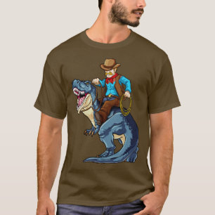 T-shirt Western Cowboy Riding T Rex Dinosaur Wild West Din