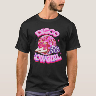 T-shirt Western Cowgirl Yeehaw Pink Disco Ball Cowboy Boot