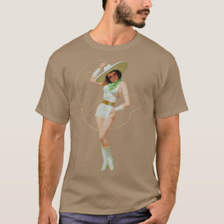 T-shirt Western Pin Up Girl Lasso Cowgirl Classic Sey Pinu
