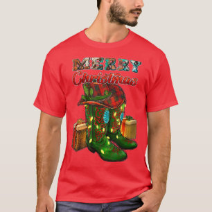 T-shirt Western Tea Cow Print Cowboy Boots Casquette Merry