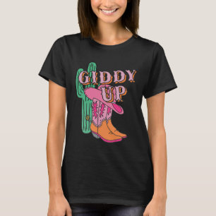T-shirt Western Texas Giddy Up Cowboy Boots Cactus