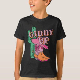 T-shirt Western Texas Giddy Up Cowboy Boots Cactus